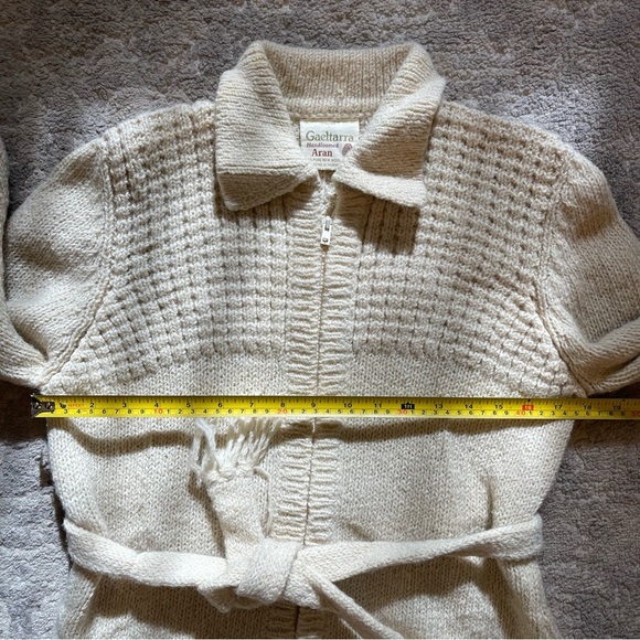 Gaeltarra Zip Up Cardigan Sweater w/ Belt - 100% Pure New Wool -See Measurements - Picture 9 of 12